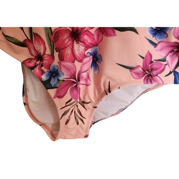 Kona Sol NWT One‎ Piece Bathing Suit Pink Floral Multiway Beach Vacation Medium - Picture 3 of 7